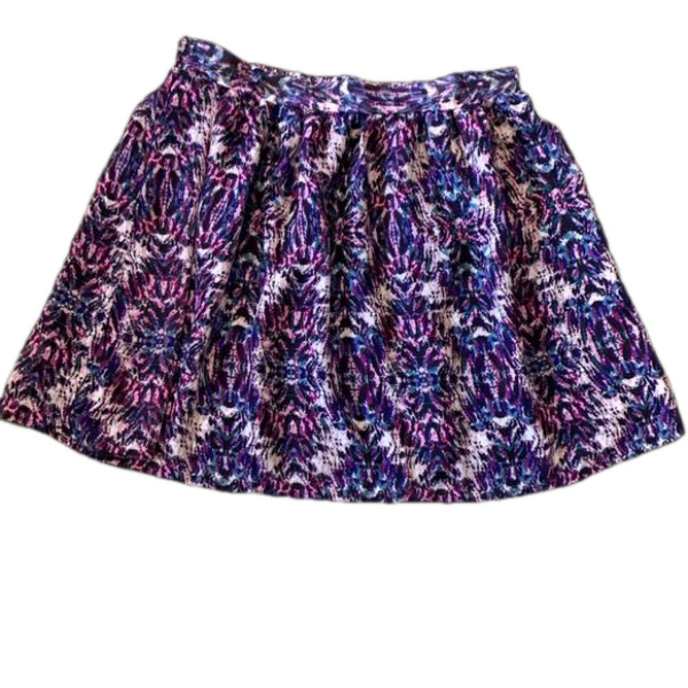 MOSSIMO A-Line Lightweight Skirt Size M Lined Purple Aqua Dream Print